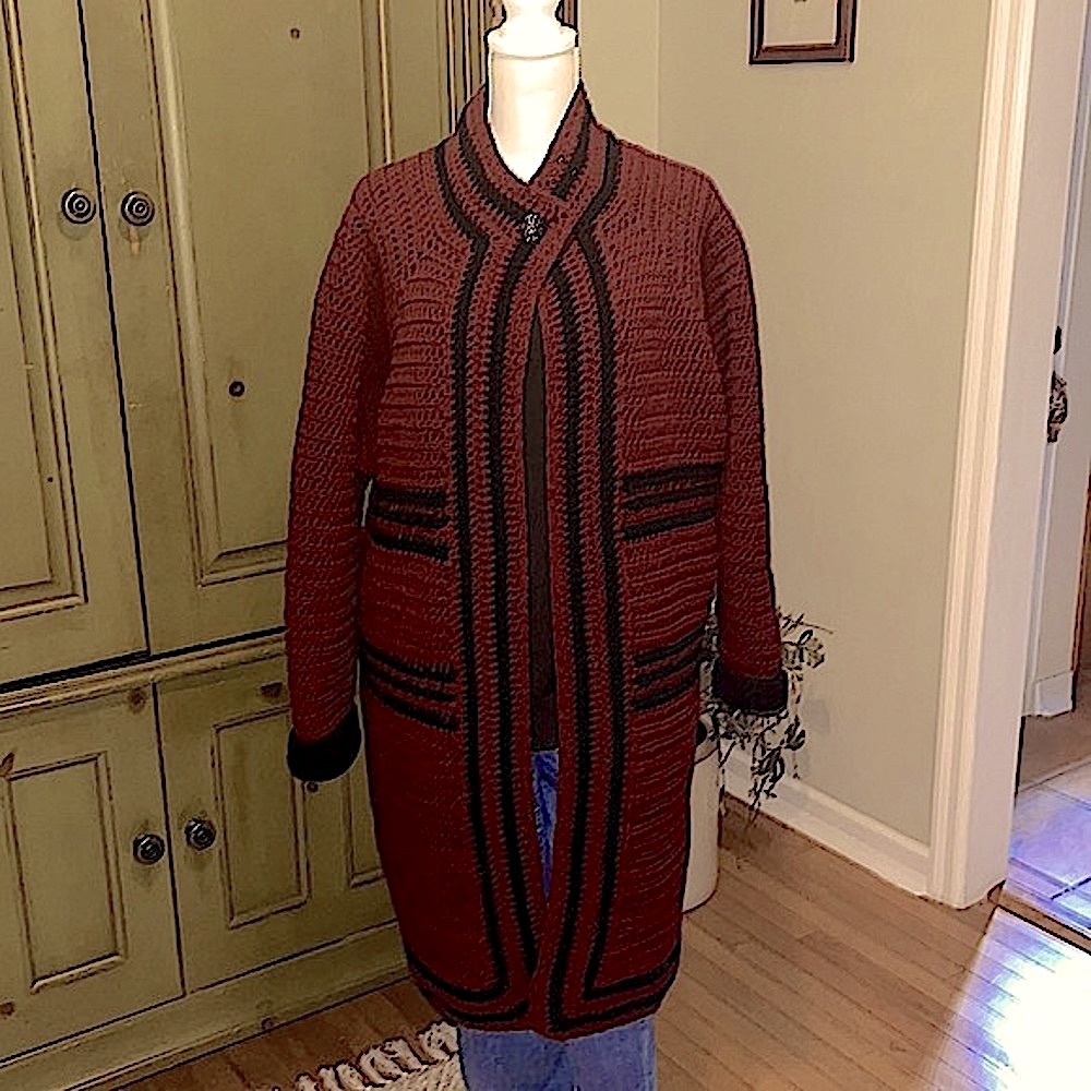 NWT Hand Crafted Sweater Coat L